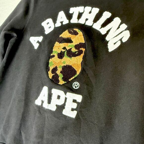 A Bathing Ape BAPE 1st Camo College Crewneck Black Sweatshirt - US Men’s XL - Picture 3 of 12